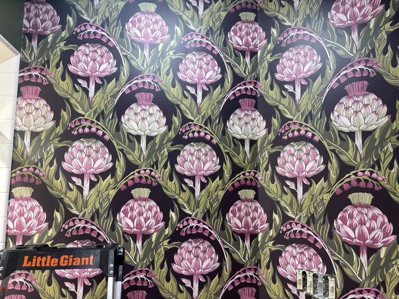 interior wallpaper flowers pink