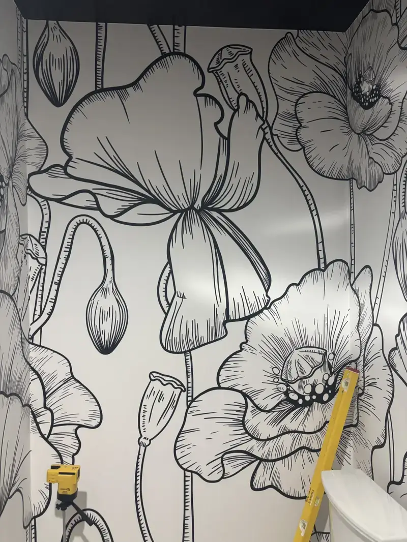 interior wallpaper flowers white